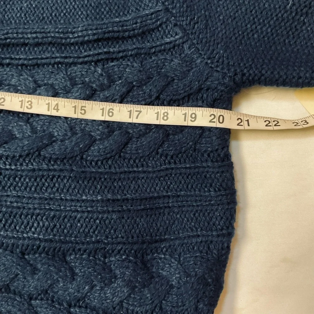 St. John’s Bay Navy Cable Knit Sweater L – Chunky Cozy Pullover